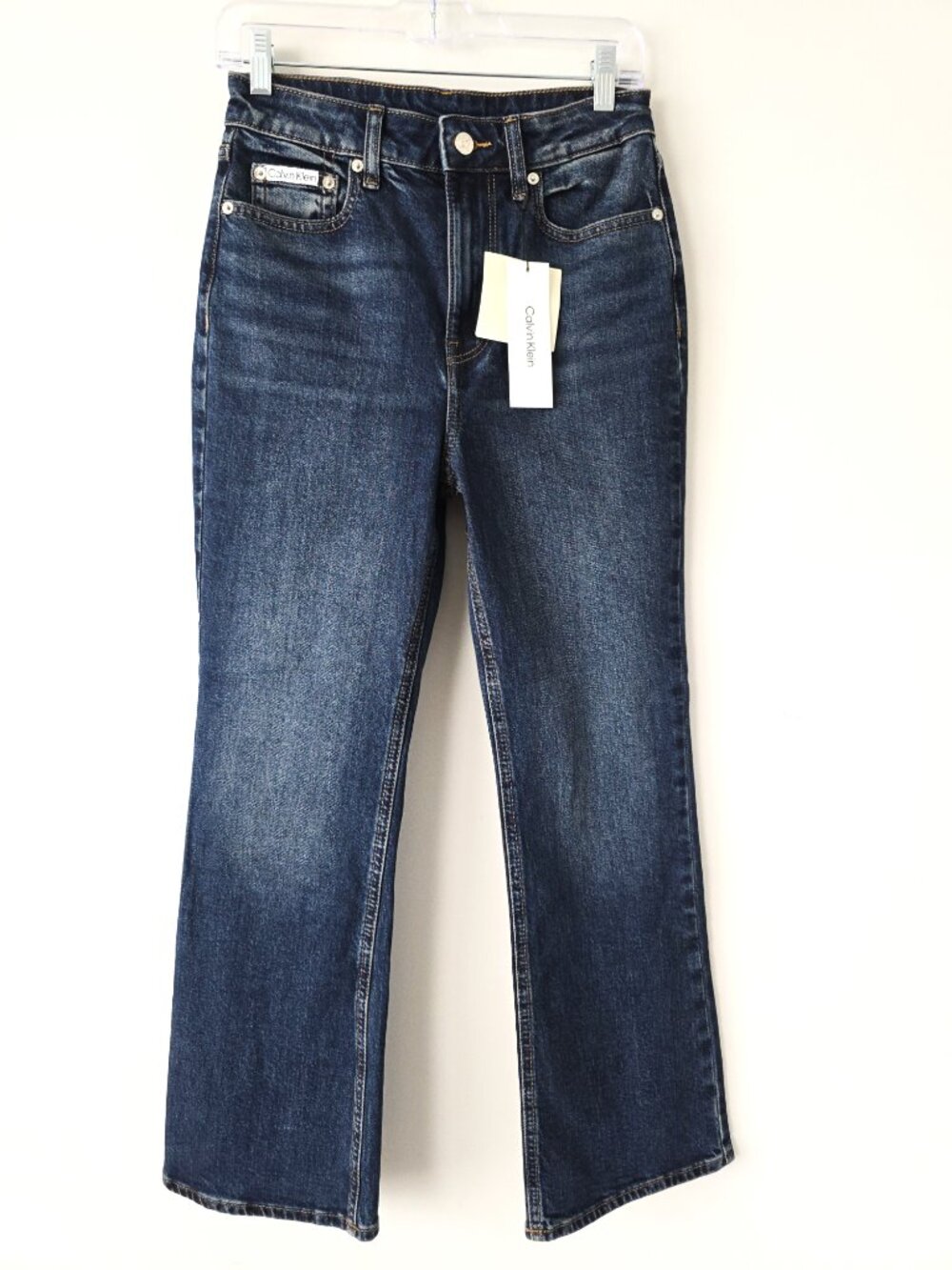 Calvin Klein High Rise Flare Cropped Jeans 26 Medium Wash NWT